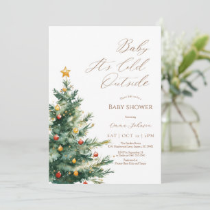 Baby it's cold outside Christmas Tree Baby Shower  Thank You Card