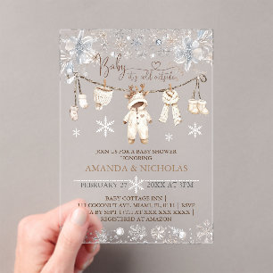 Baby It's Cold Outside Clothes Baby Shower Acrylic Invitations