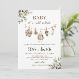 Baby Its Cold Outside Clothest Line Baby Shower Invitation