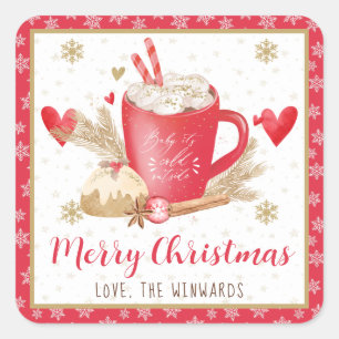 Baby It's Cold Outside Cocoa Christmas Square Sticker