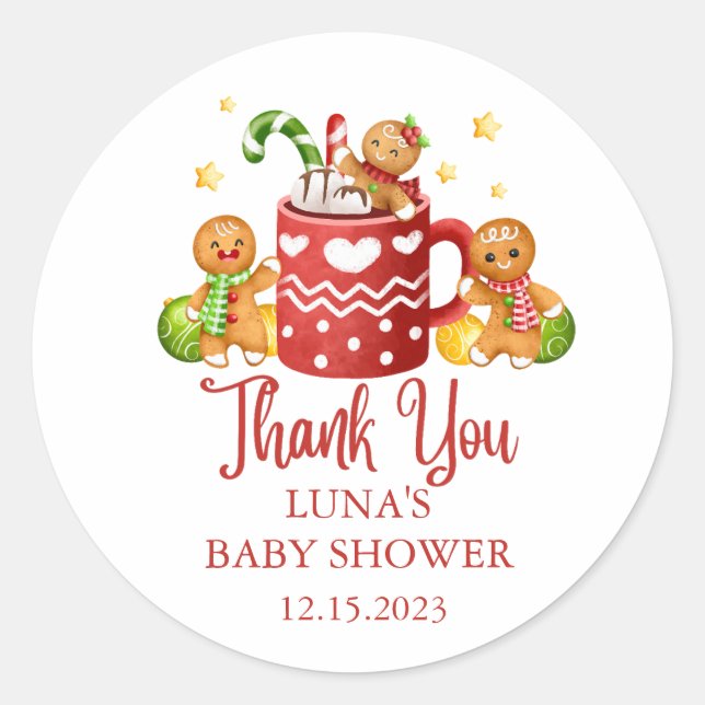 Baby Its Cold Outside Cozy Baby Shower Classic Round Sticker (Front)