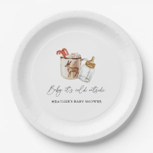 Baby It's Cold Outside Cozy Winter Baby Shower Paper Plate