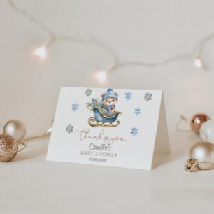 Baby It's Cold Outside Cute Bear Baby Shower  Thank You Card