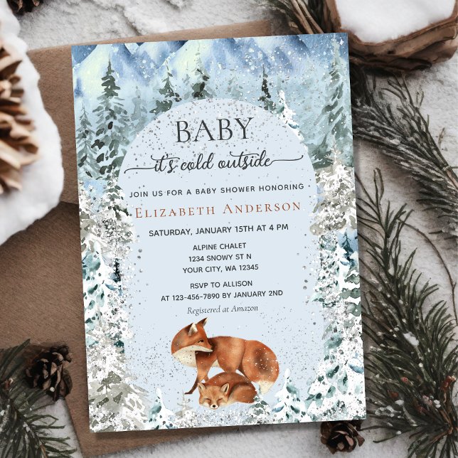Baby It's Cold Outside Cute Foxes Baby Shower Invitation (Creator Uploaded)