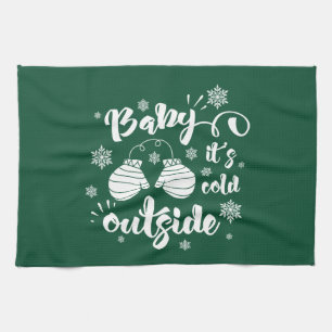 Baby its cold outside cute mittens winter kitchen towel