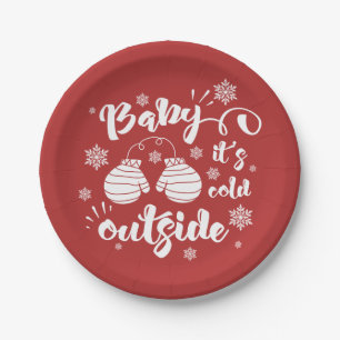 Baby its cold outside cute mittens winter paper plate