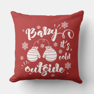 Baby its cold outside cute mittens winter throw pillow
