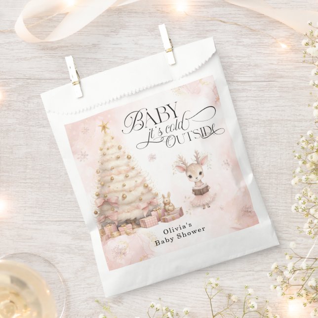 Baby it's Cold Outside Deer Baby Shower Favour Bag (Clipped)