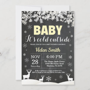 Baby its Cold Outside Deer Winter Baby Shower Invitation