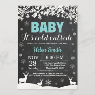 Baby its Cold Outside Deer Winter Baby Shower Invitation