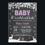 Baby its Cold Outside Deer Winter Girl Baby Shower Invitation<br><div class="desc">Baby its Cold Outside Deer Winter Girl Baby Shower Invitation. Baby its cold outside Baby Shower Invitation. White Snowflake. Girl Baby Shower Invitation. Winter Holiday Baby Shower Invite. Chalkboard Background. Black and White. For further customization, please click the "Customize it" button and use our design tool to modify this template....</div>