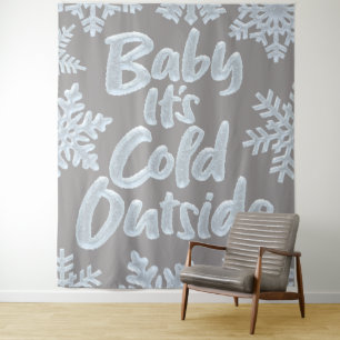 Baby It's Cold Outside Elegant Grey Christmas Tapestry