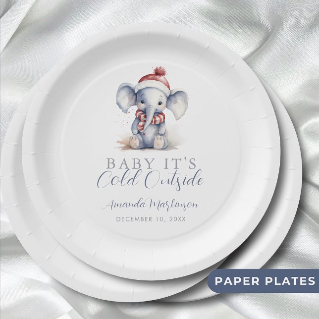 Baby it's cold outside elephant christmas shower  paper plate (Creator Uploaded)