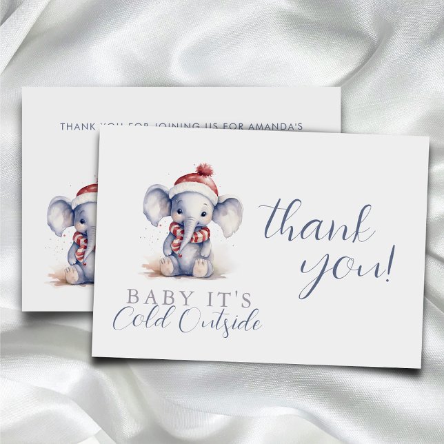 Baby it's cold outside elephant christmas shower  thank you card (Creator Uploaded)