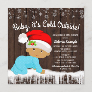 Baby its Cold Outside Ethnic Boy Baby Shower Invitation