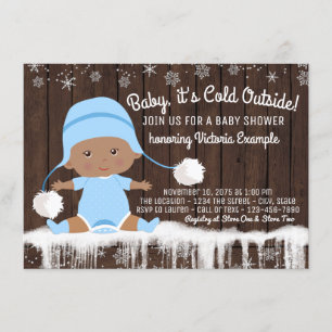 Baby its Cold Outside Ethnic Boy Shower Invitation