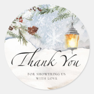 Baby it's cold outside evergreen thank you  classic round sticker