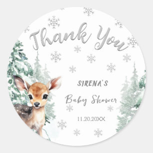 Baby it's Cold Outside Fawn Winter Baby Shower Classic Round Sticker