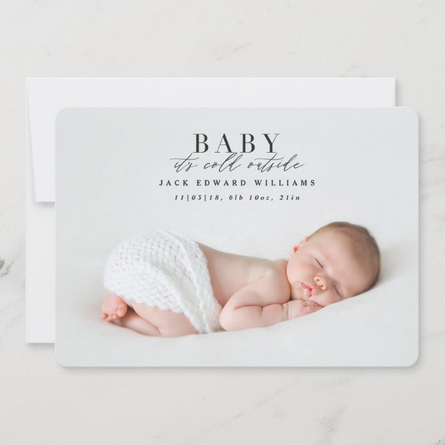 Baby it's cold outside first Christmas photo Holiday Card (Front)