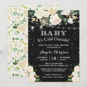 Baby It's Cold Outside Floral Winter Baby Shower Invitation