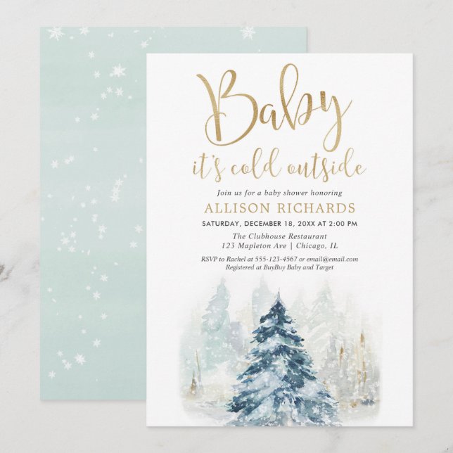 Baby it's cold outside gender neutral baby shower invitation (Front/Back)