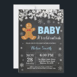 Baby its Cold Outside Gingerbread Man Baby Shower Invitation<br><div class="desc">Baby its Cold Outside Winter Snowflake Gingerbread Man Boy Baby Shower Invitation. White Snowflake. Boy or Girl Baby Shower Invitation. Winter Holiday Baby Shower Invite. Chalkboard Background. Black and White. For further customization,  please click the "Customize it" button and use our design tool to modify this template.</div>