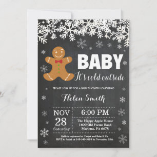Baby its Cold Outside Gingerbread Man Baby Shower Invitation