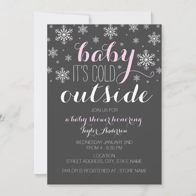 Baby it's Cold Outside - Girl Baby Shower Invite (Front)