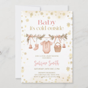 Baby it's cold outside Girl clothes Baby Shower Invitation