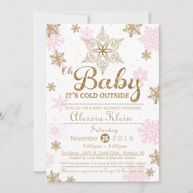 Baby It's Cold Outside, Girl Shower Invitation (Front)