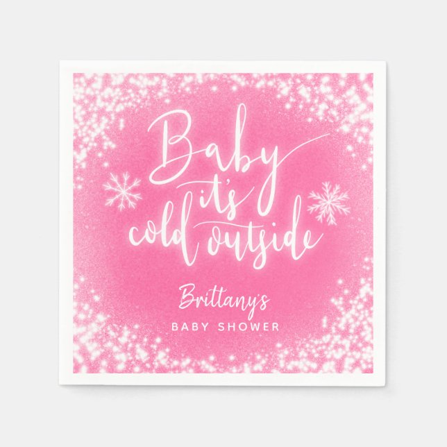 Baby It's Cold Outside Girl Shower Napkin (Front)