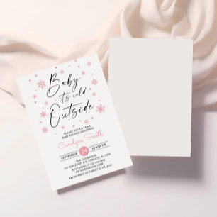 Baby it's Cold Outside Girl Snowflake Baby Shower Invitation