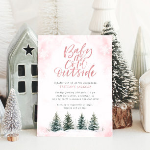 Baby it's Cold Outside Girl Winter Baby Shower Invitation