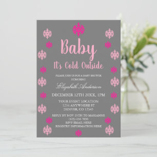 Baby It's Cold Outside Girl Winter Baby Shower Invitation