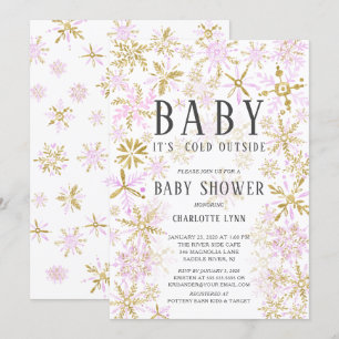 Baby It's Cold Outside Girls Baby Shower Invitation