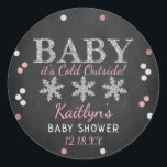 Baby It's Cold Outside Girls Winter Baby Shower Classic Round Sticker<br><div class="desc">Celebrate in style with these trendy baby shower stickers. The design is easy to personalize with your own wording and your family and friends will be thrilled when they see these fabulous stickers.</div>