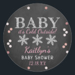 Baby It's Cold Outside Girls Winter Baby Shower Classic Round Sticker<br><div class="desc">Celebrate in style with these trendy baby shower stickers. The design is easy to personalize with your own wording and your family and friends will be thrilled when they see these fabulous stickers.</div>