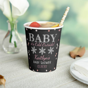 Baby It's Cold Outside Girls Winter Baby Shower Paper Cups