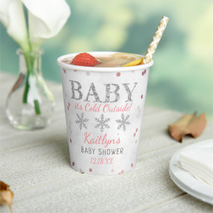Baby It's Cold Outside Girls Winter Baby Shower Paper Cups