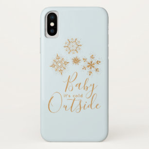 Baby it's Cold Outside Gold Snowflakes on Blue Case-Mate iPhone Case