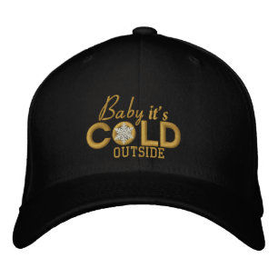 Baby It's Cold Outside Golden Snowflake Embroidered Hat