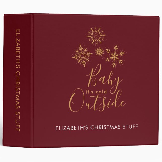 Baby it's Cold Outside Golden Snowflakes Binder (Front/Spine)