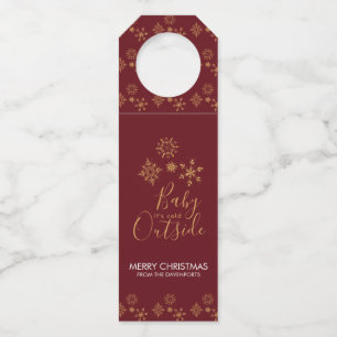Baby it's Cold Outside Golden Snowflakes Bottle Tag