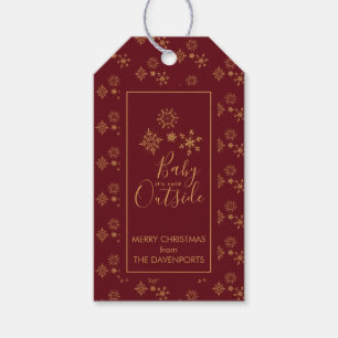 Baby it's Cold Outside Golden Snowflakes Gift Tags