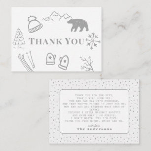 Baby It's Cold Outside Gray Baby Shower Thank You Card