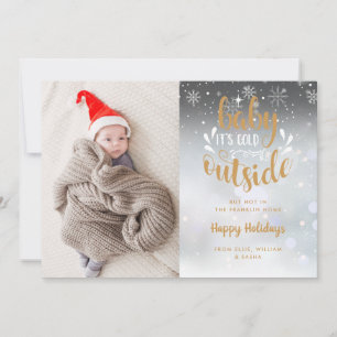Baby Its Cold Outside Holiday 2 Photo Birth Announcement