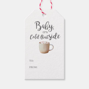 Baby It's Cold Outside Hot Cocoa Pink Gift Tag