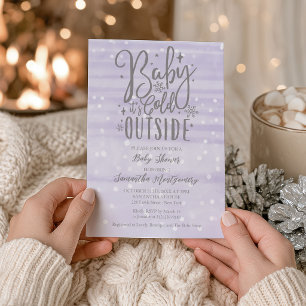Baby It's Cold Outside Lavender Baby Shower Invitation
