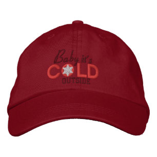 Baby It's Cold Outside Lovers Red Embroidered Hat