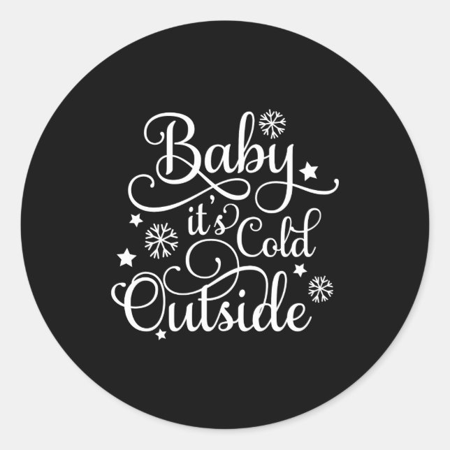 Baby Its Cold Outside Navy Blue Womens Holiday  Classic Round Sticker (Front)